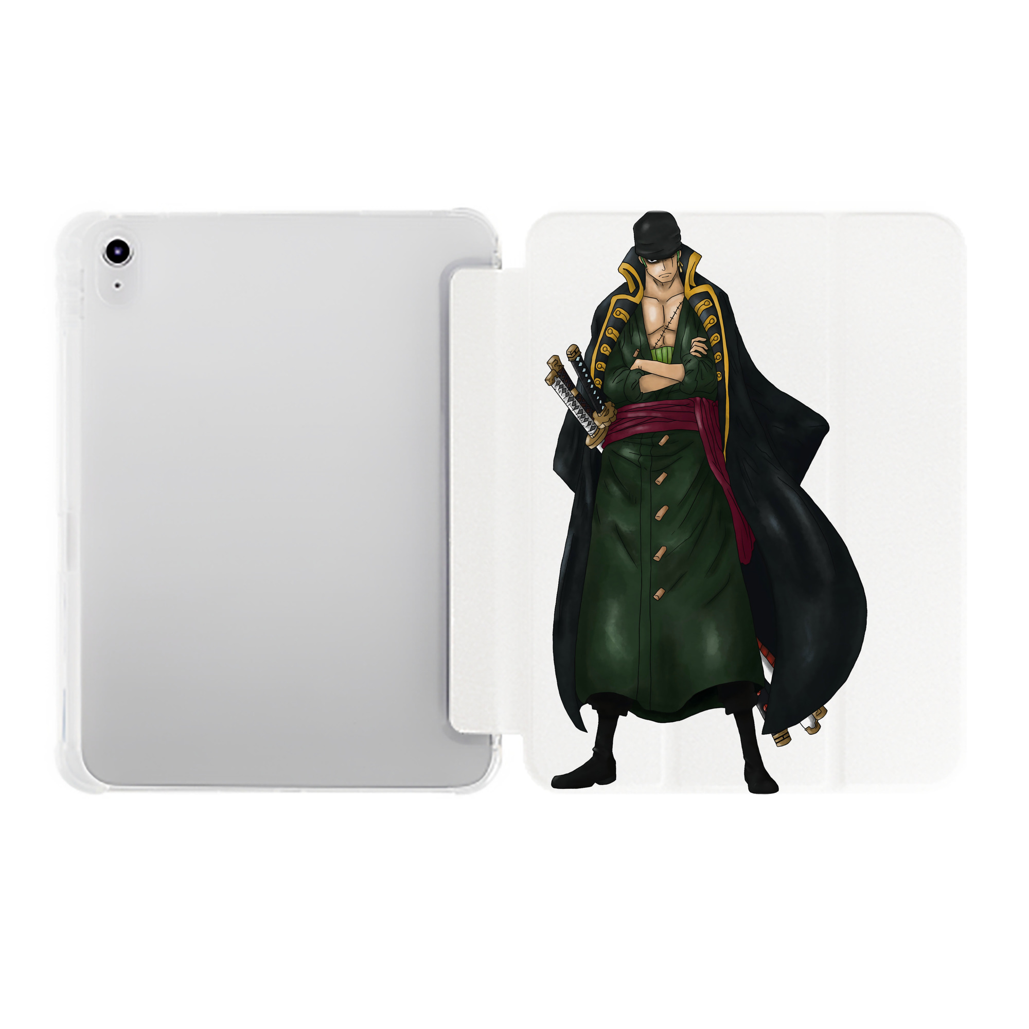 （画像用） ワンピース ロロノア・ゾロ ONE PIECE Roronoa Zoro IPad ケース ペン収納付き 三つ折りスタンド PUレザー×シリコン 対応機種9.5/10.5/10.9インチ